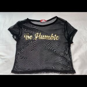 Cropped mesh T-shirt